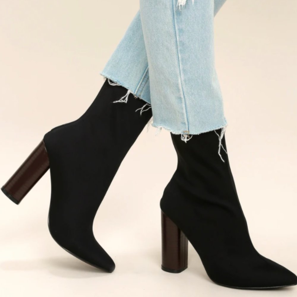 Stuart Weitzman Black Suede Mid-Calf Heeled Boots